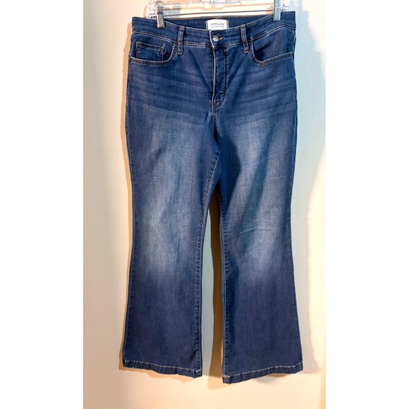 crown & ivy Denim - Crown‎ & Ivy Womens High Rise Flare Jeans Dark Wash Size 12 Petite
